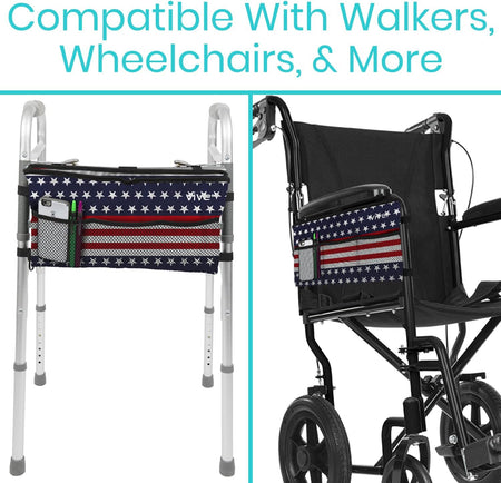 Walker Bag - Accessories Wheelchair Basket Pouch (Water Resistant) - Seniors Caddy Accessory Attachment for Folding, Rolling Walkers - Carry Storage Carrier Tote - Lightweight, Universal Size