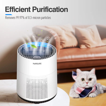 Air Purifier, 300 Sq.Ft Air Purifiers for Bedroom, H13 True HEPA Filter, Remove 99.9% Smoke Dust, White, HKJ-50A
