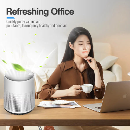 Air Purifier, 300 Sq.Ft Air Purifiers for Bedroom, H13 True HEPA Filter, Remove 99.9% Smoke Dust, White, HKJ-50A