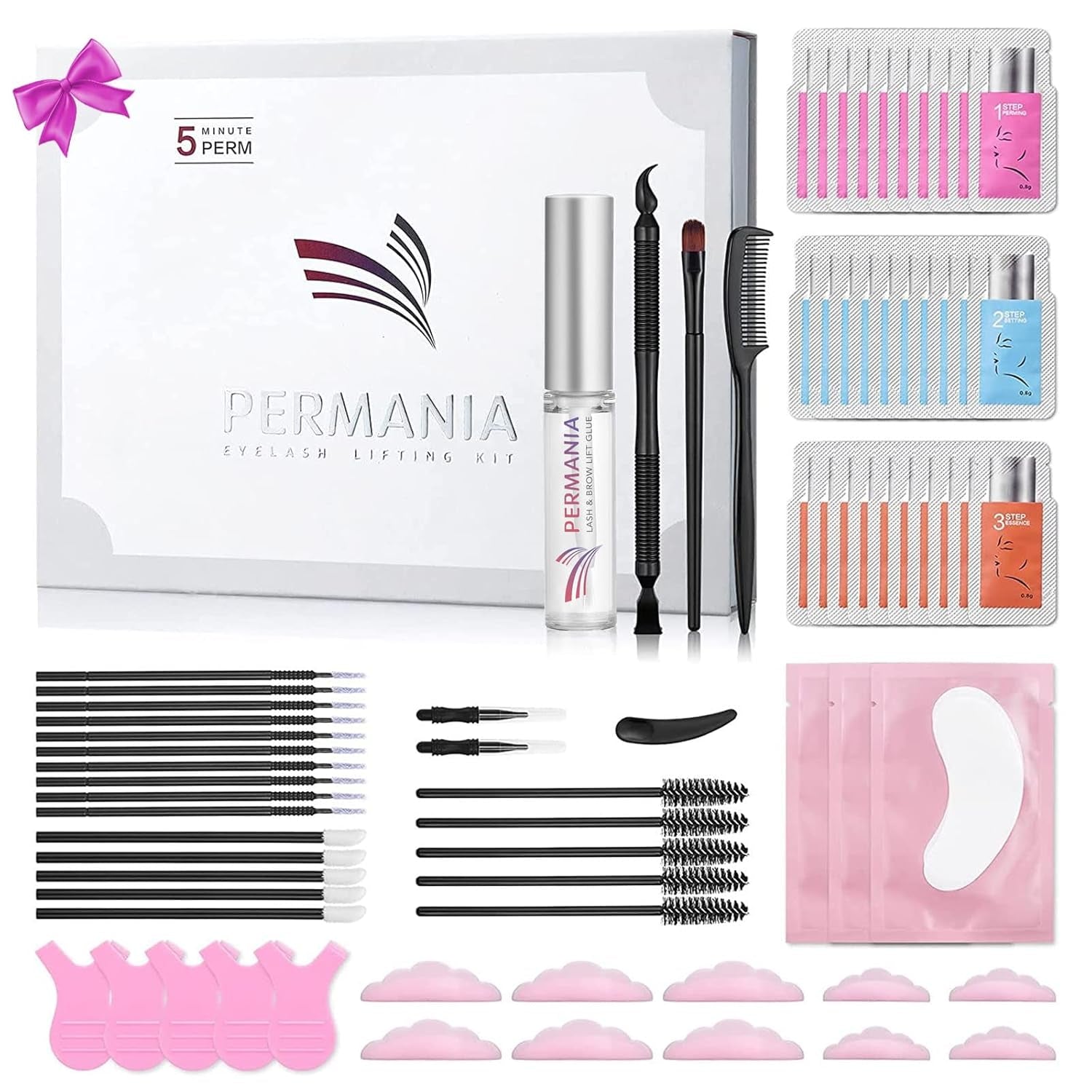 Lash Lift Kit, Lash Perm Kit, Fast Eyelash Lifting 5 Minutes DIY at Home with Strong Glue Disposable Sachet Lash Lifting Kit Last 6 Weeks (30Pcs)