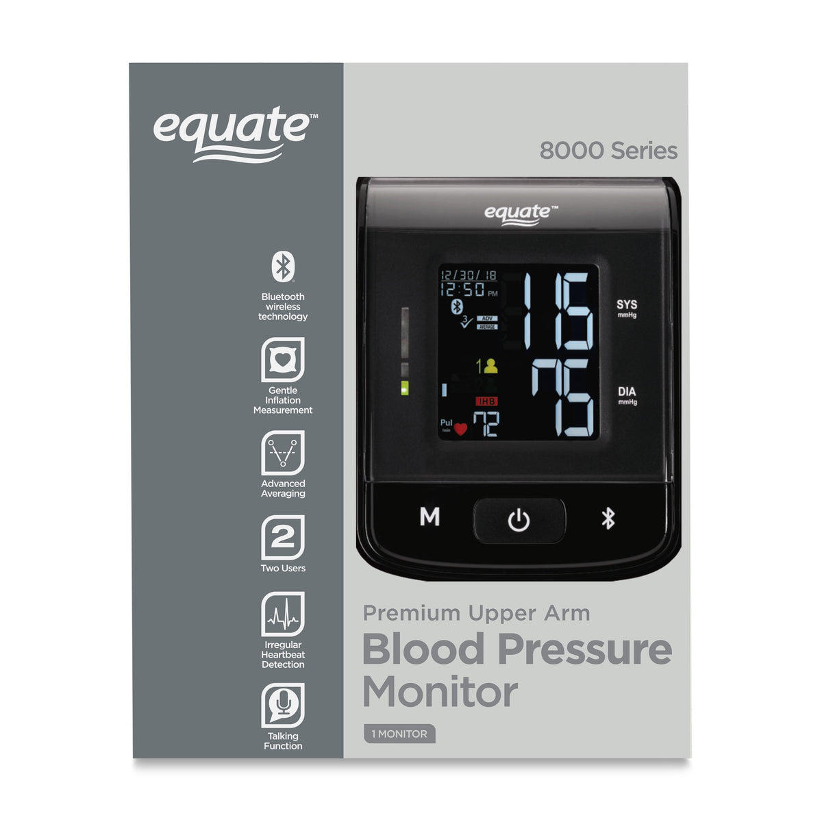 8000 Series Premium Upper Arm Cuff Blood Pressure Monitor. Equipped W/ Bluetooth Wireless Technology