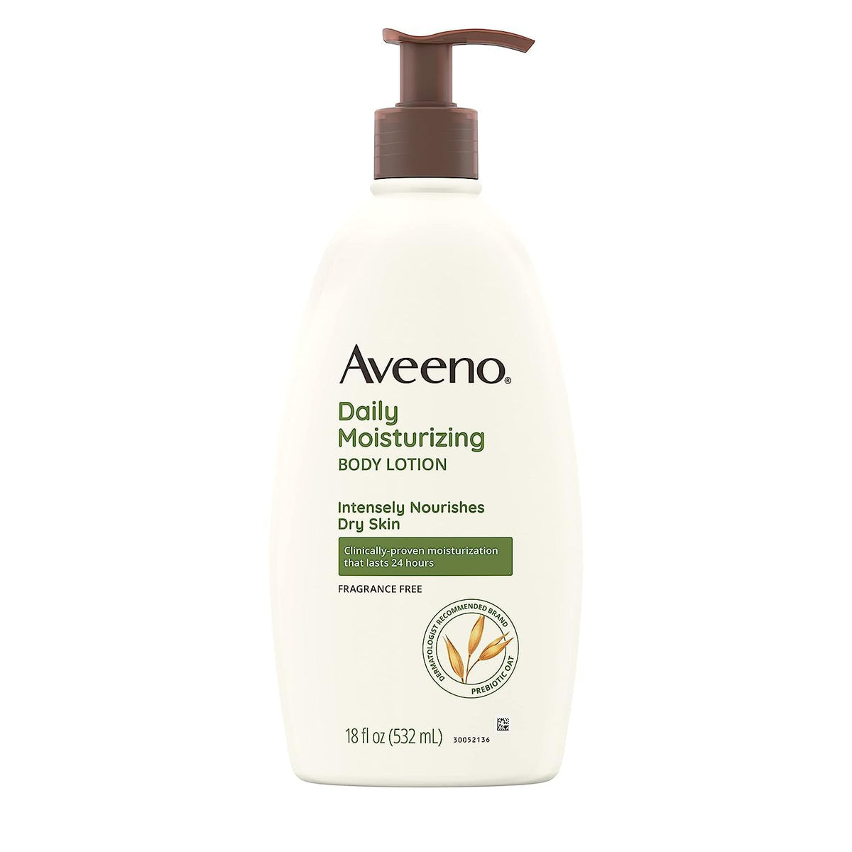 Daily Moisturizing Body Lotion for Dry Skin with Prebiotic Oat, Fragrance & Paraben Free, Non-Greasy, Non-Comedogenic, for Sensitive Skin & 72-Hour Moisturizer 18 Fl Oz