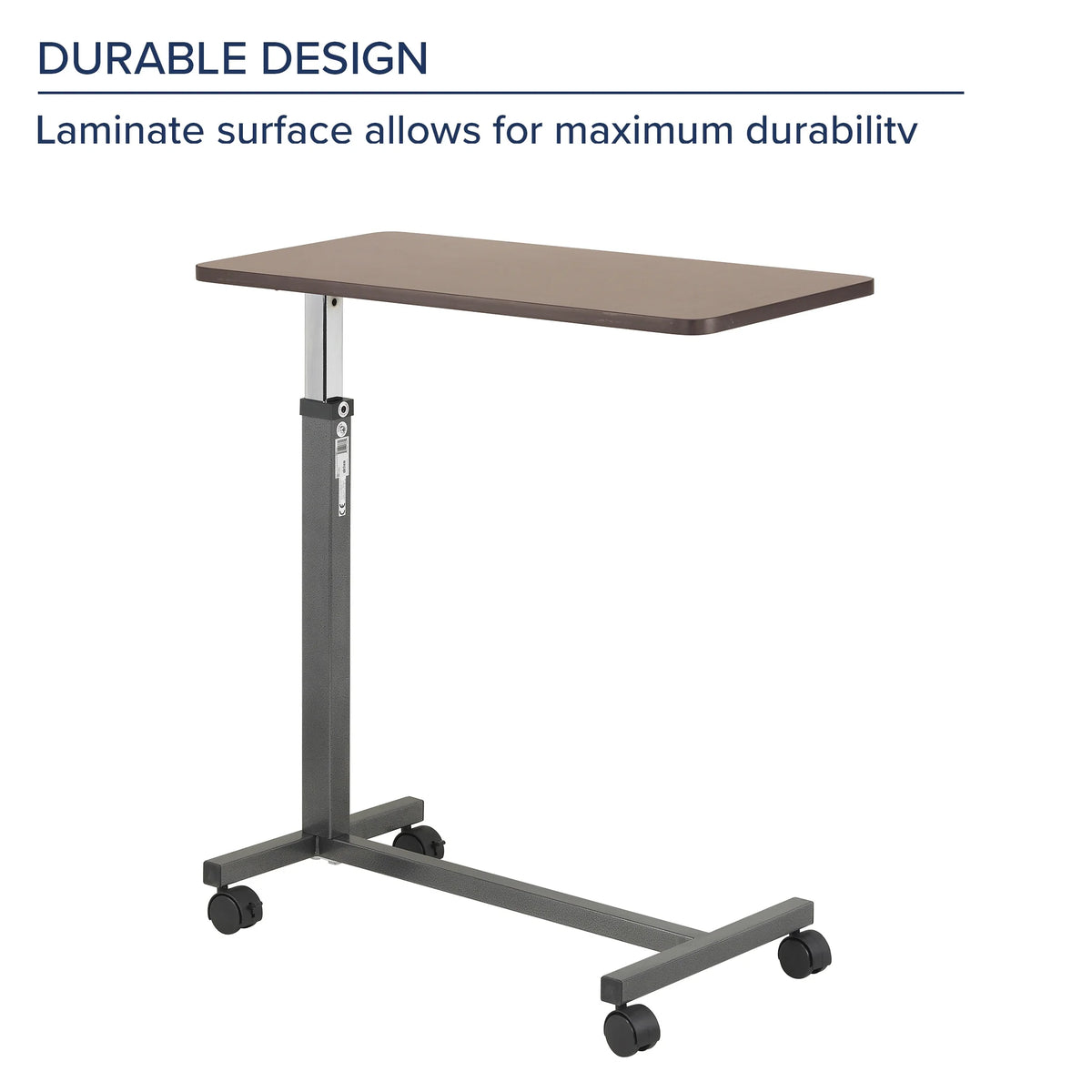 Non Tilt Top Overbed Table, Silver Vein