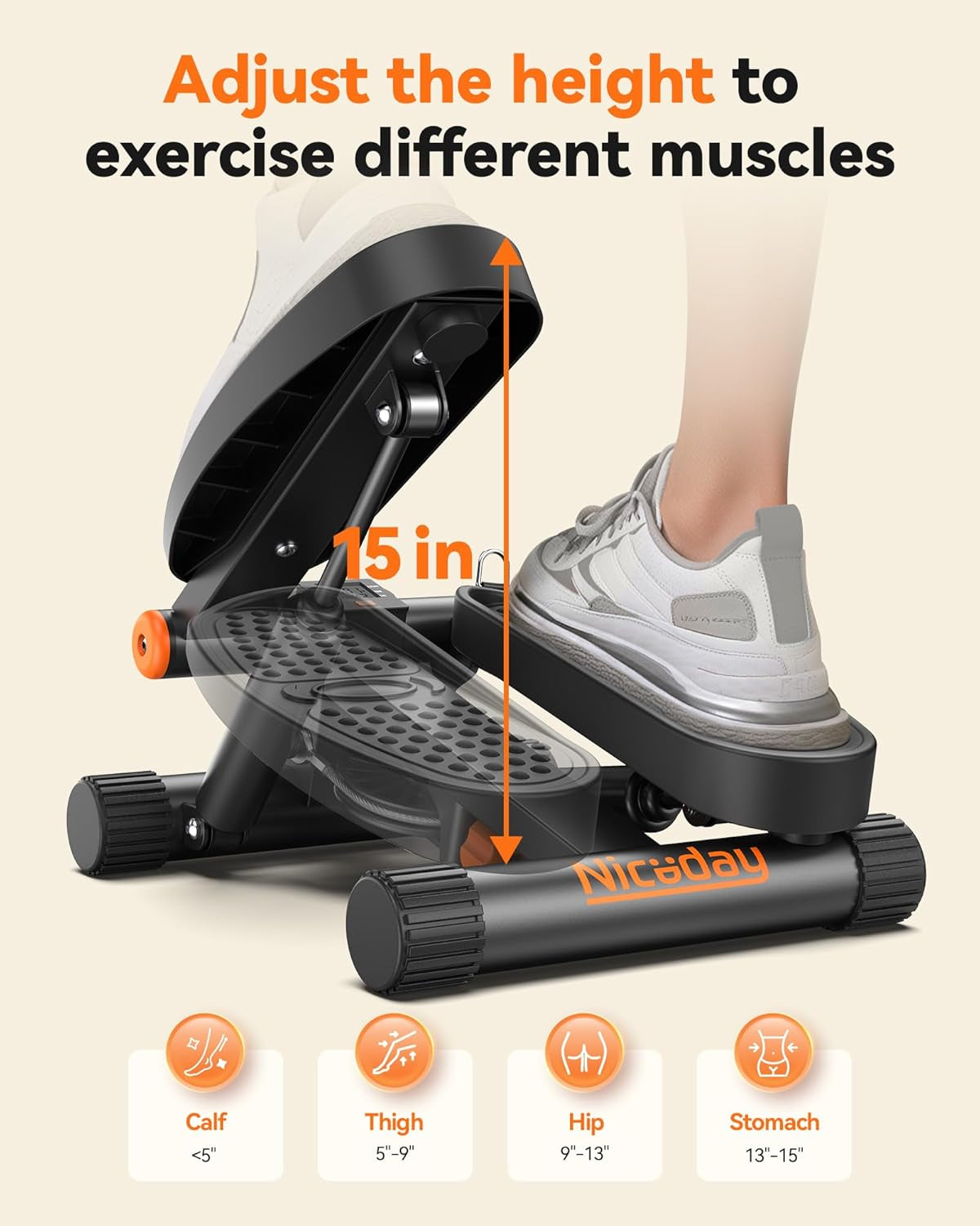 Steppers for Exercise, Stair Stepper with Resistance Bands, Mini Stepper with 300LBS Loading Capacity, Hydraulic Fitness Stepper with LCD Monitor