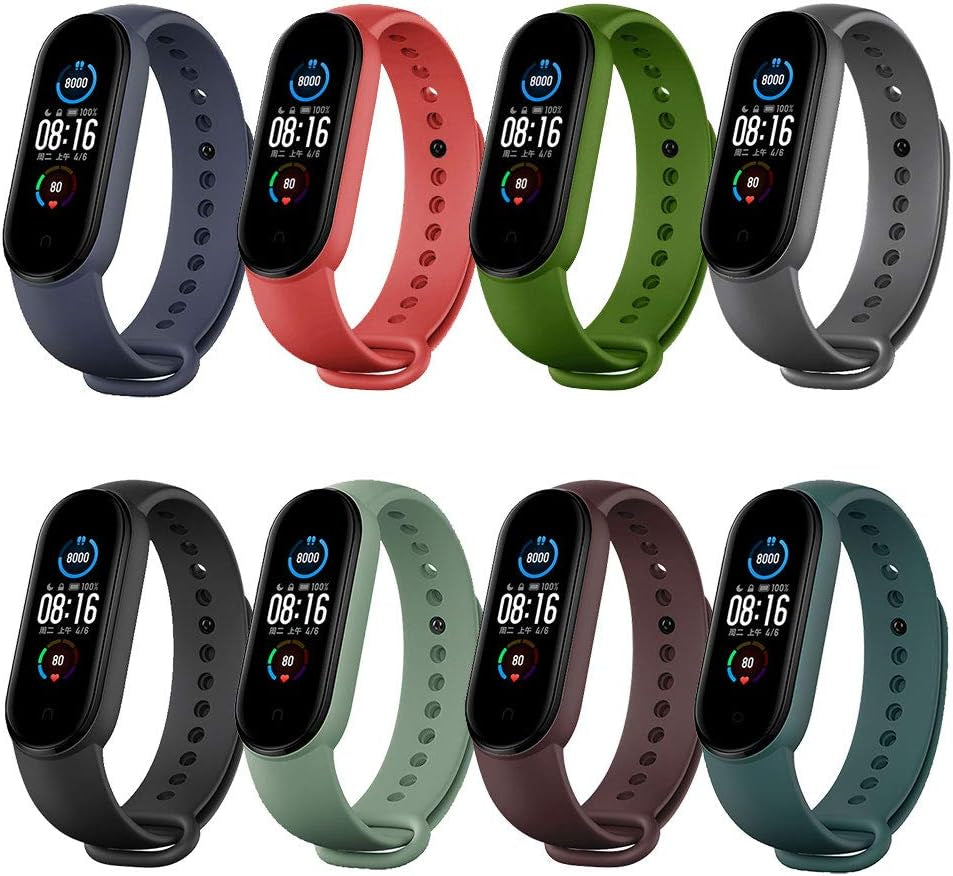 Replacement Bands Compatible with Xiaomi Mi Band 6/Xiaomi Mi Band 5/Amazfit Band 5, Soft Silicone Wristbands, Sport Adjustable Wrist Strap for Women Men