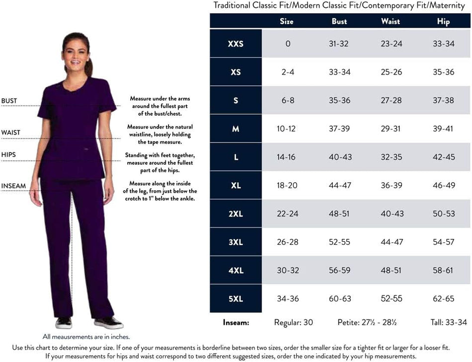 Scrub Set for Women Modern Classic Fit 3 Pockets V-Neck Top WW620 with 5 Pockets Moderate Flare Leg Pant WW120