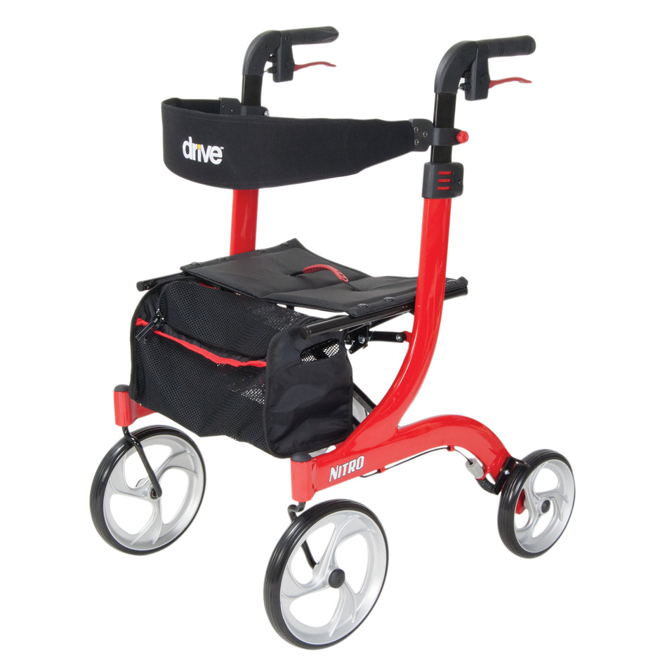 Nitro Euro Style Rollator Rolling Walker, Red