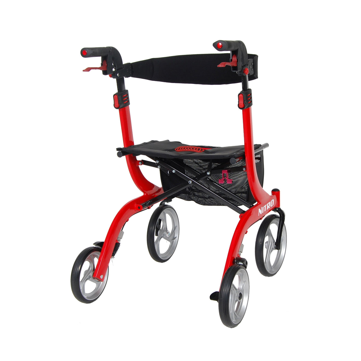 Nitro Euro Style Rollator Rolling Walker, Red