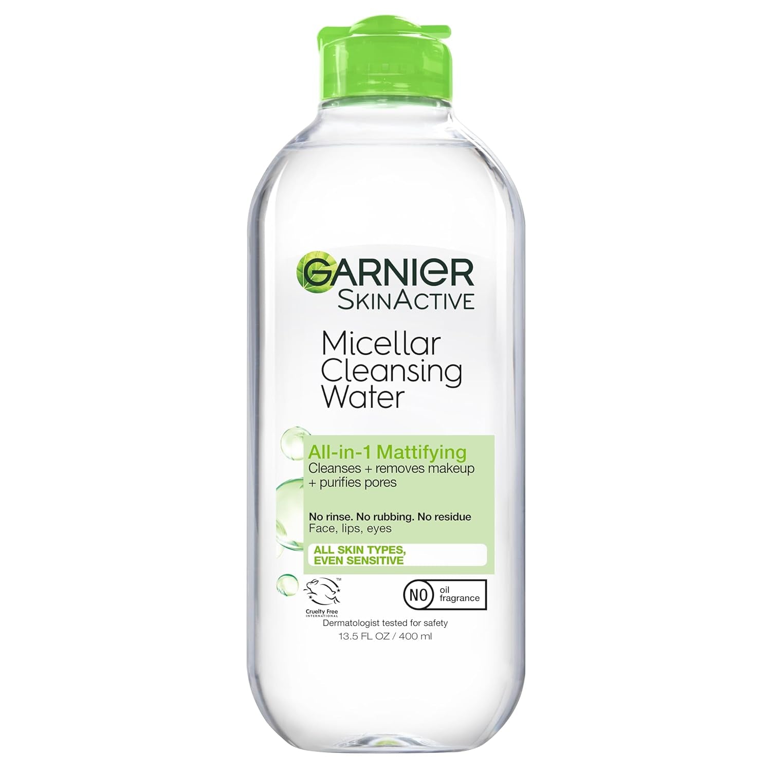 Micellar Water for Oily Skin, Facial Cleanser & Makeup Remover, Mattifying, for All Skin Types, Vegan, Cruelty Free, 13.5 Fl Oz (400Ml), 2 Count