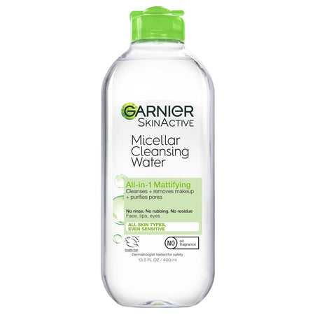 Micellar Water for Oily Skin, Facial Cleanser & Makeup Remover, Mattifying, for All Skin Types, Vegan, Cruelty Free, 13.5 Fl Oz (400Ml), 2 Count