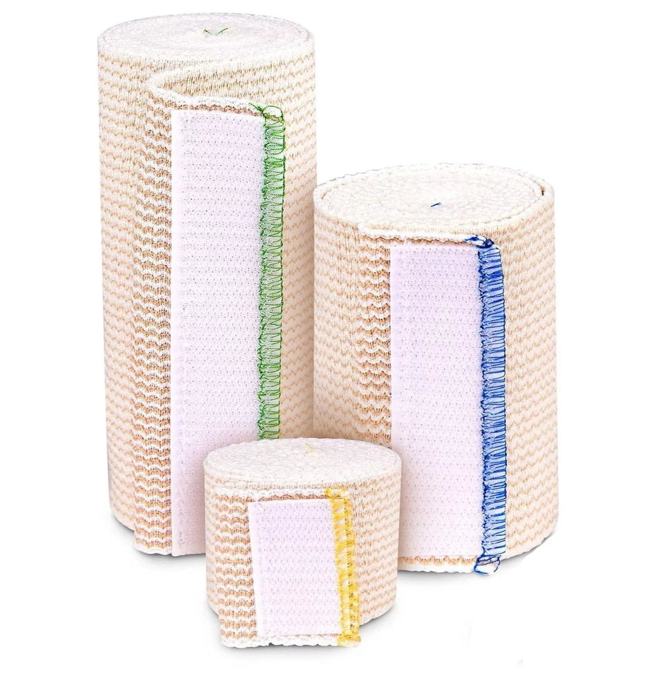 3 Pack Cotton Elastic Bandage | Ace Wrap with Velcro 2" 4" 6" X 15 Feet Hook and Loop Closure | Reusable Compression Bandage