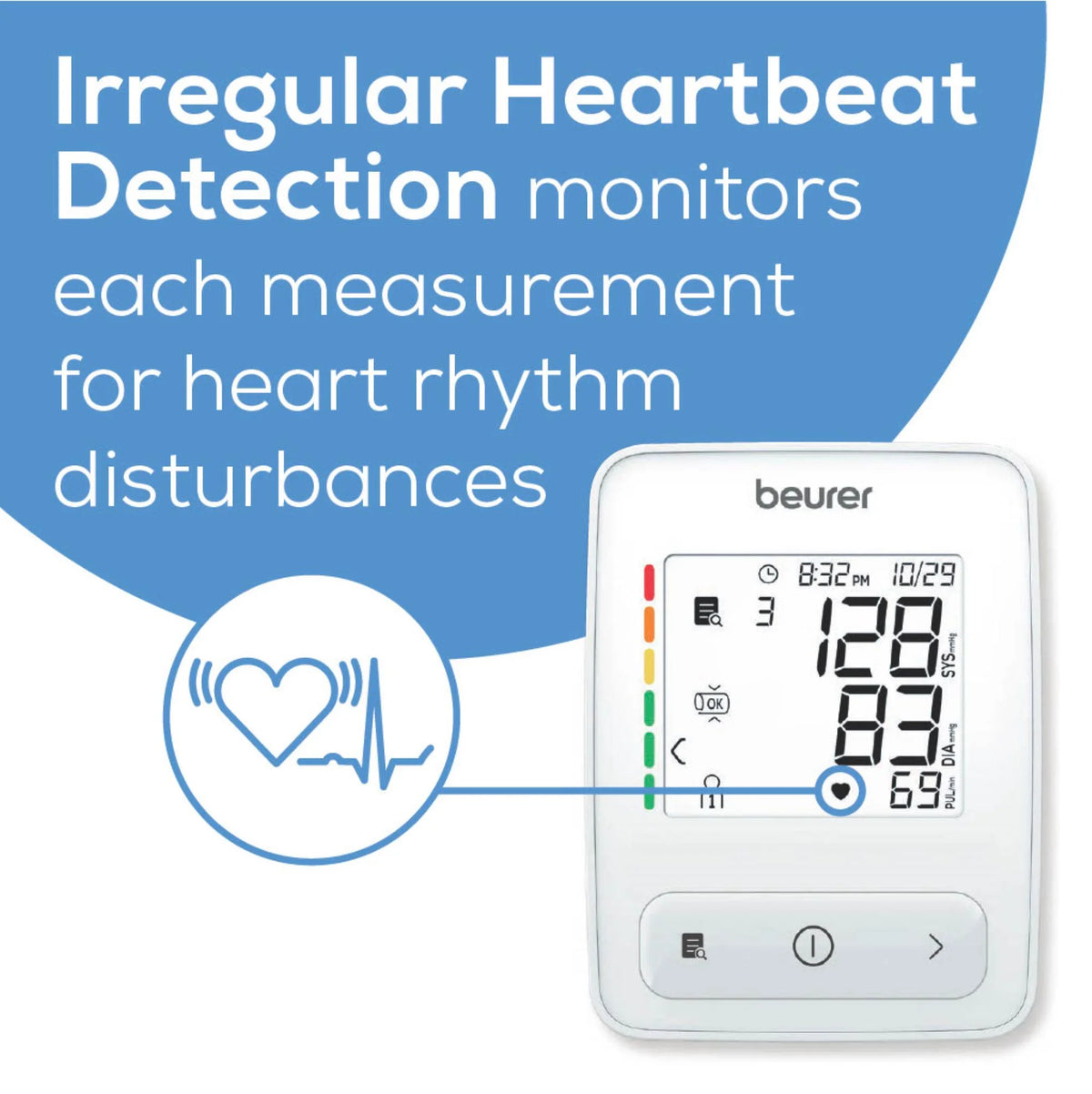 Beurer Auto 400 Upper Arm Blood Pressure Monitor, Large Cuff, Accurate Easy to Read Color Coded Results