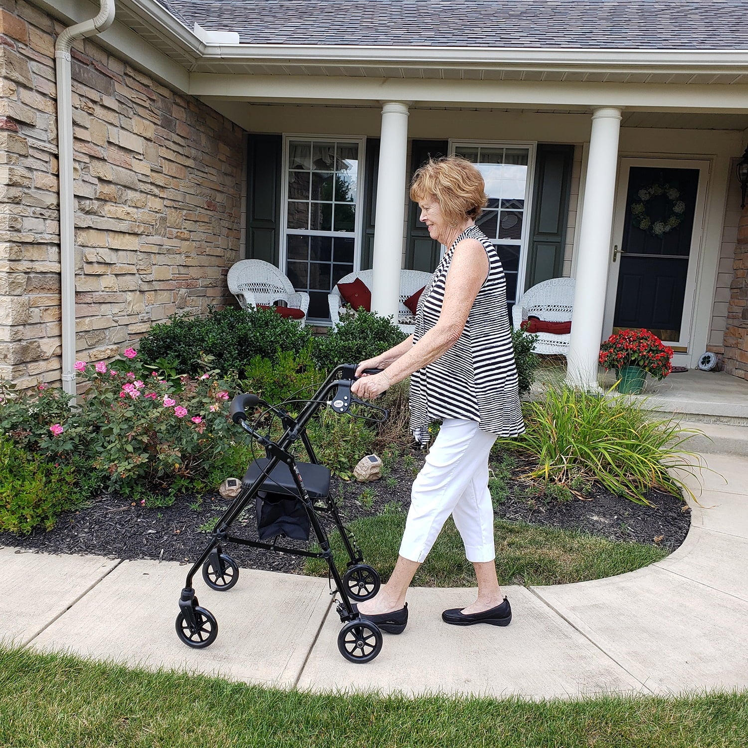 Rolling Walker for Seniors, Rollator with Seat and Wheels, Black, 350 Lb Capacity