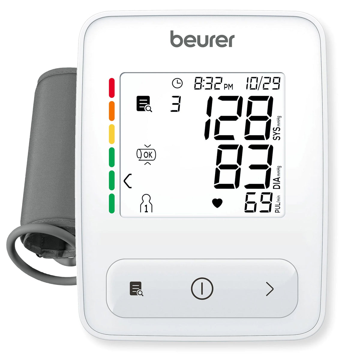 Beurer Auto 400 Upper Arm Blood Pressure Monitor, Large Cuff, Accurate Easy to Read Color Coded Results