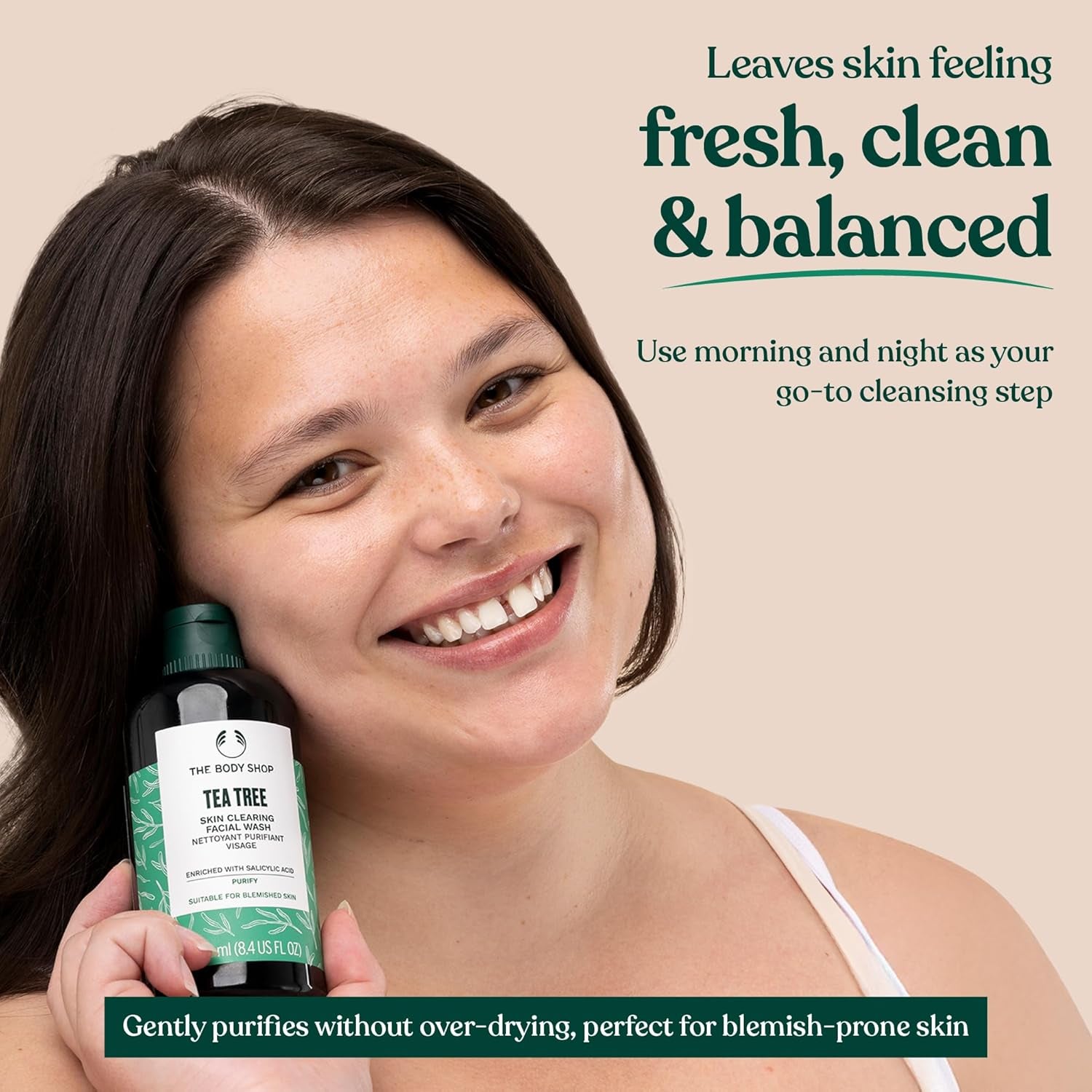 Tea Tree Skin Clearing Facial Wash – Purifying Vegan Face Wash for Oily, Blemished Skin – 8.4 Oz