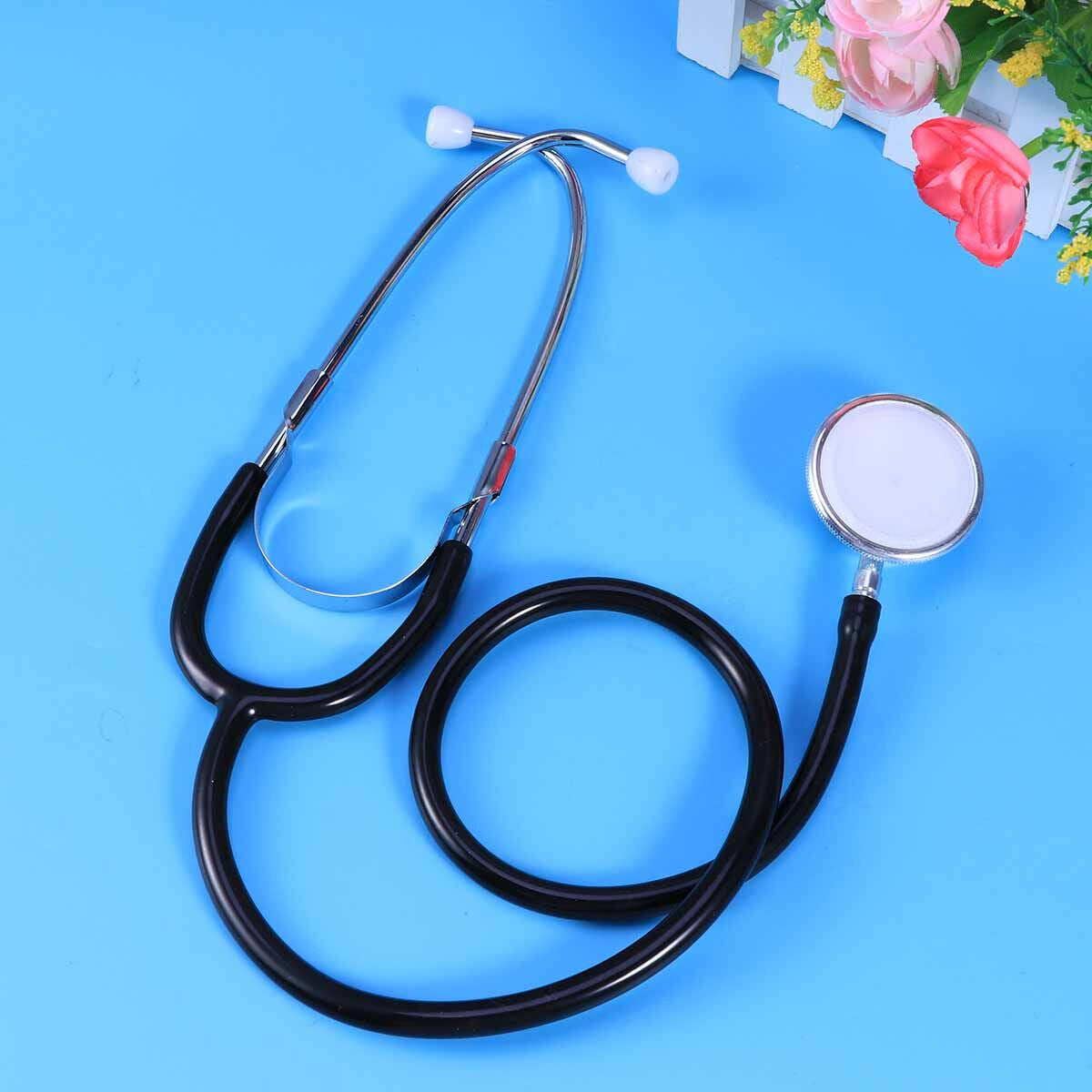 Medical Stethoscope Double Sided Stethoscope Portable Medical Aid Auscultation Stethoscope Device Equipment Tool (Black)