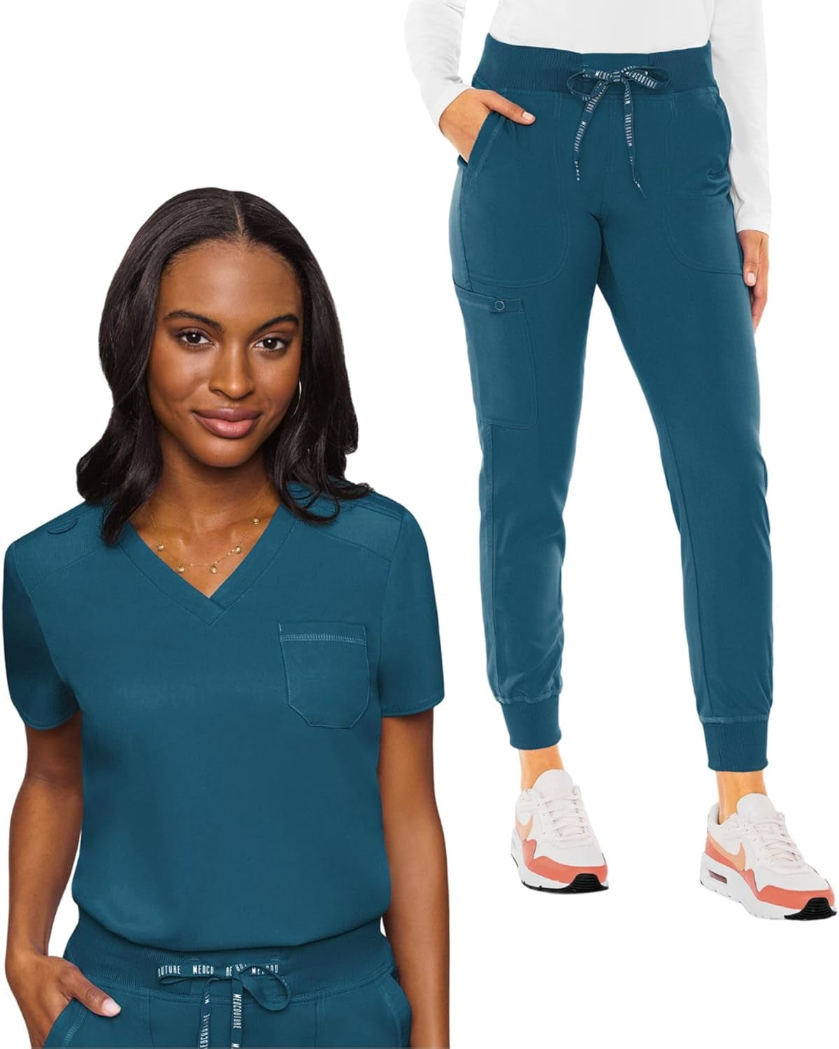 Women'S Scrub Set with V- Neck Scrub Top MC7448 and 2-Way Stretch Pants 7710