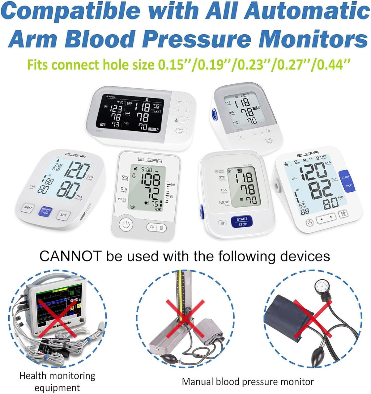 Extra Large Blood Pressure Cuff (9"-24" | 22-60Cm) - XL Replacement BP Cuff for Big Arms, Compatible with Omron BP Monitors, Adult Cuff Only - 6 Connectors