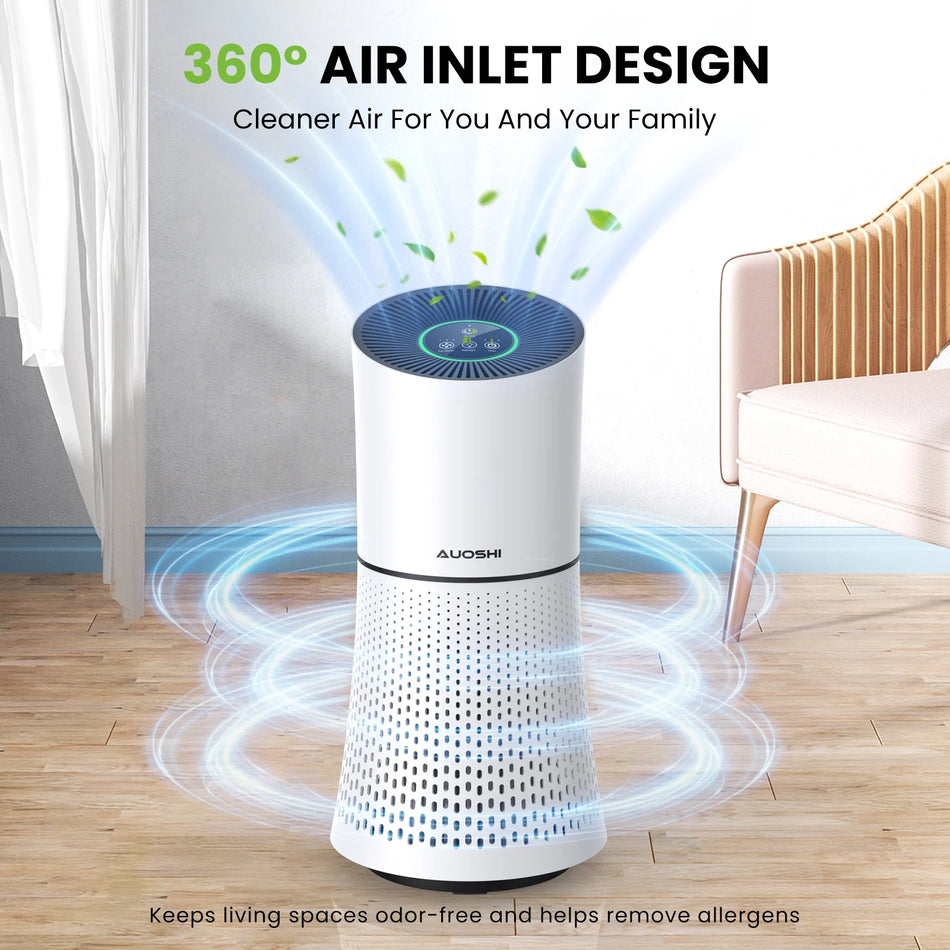 Air Purifiers H13 True HEPA Filter Air Purifier for Home Bedroom Room Ozone Free Air Filtration System Cleaner Odor Eliminators Remove 99.97% Dust Smoke Pollen (White)