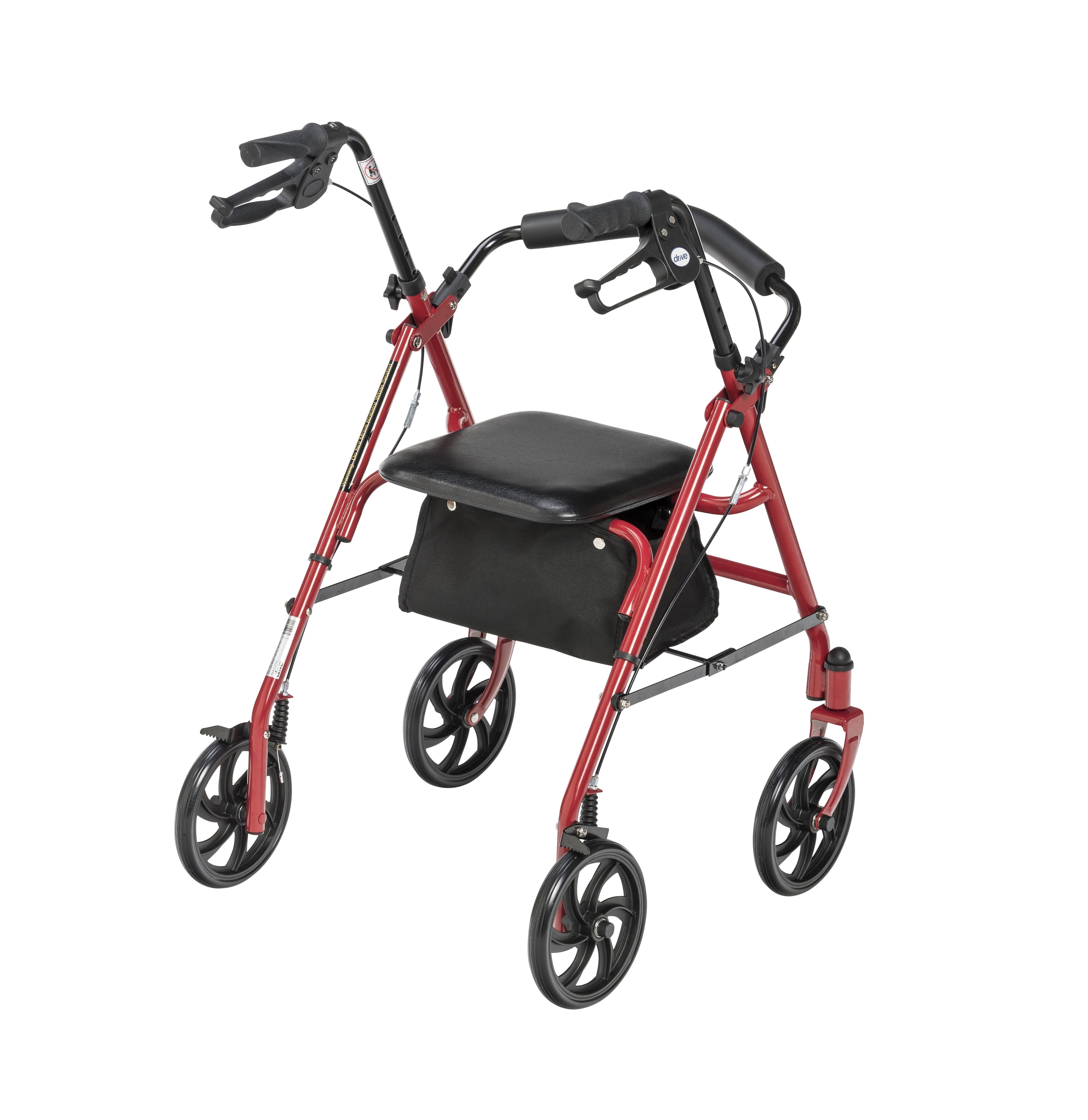 10257RD-1 Durable 4-Wheel Rollator with 7.5" Casters, Red