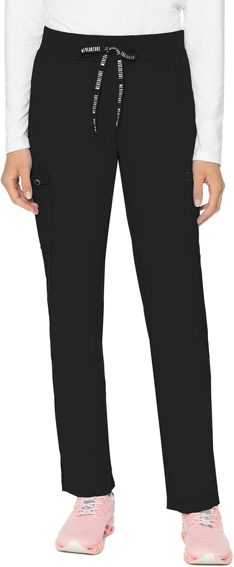 Scrub Pants for Women, Jersey Waist Yoga Bottoms, 6 Pockets with Mid Rise Drawstring Waistband - MC7725