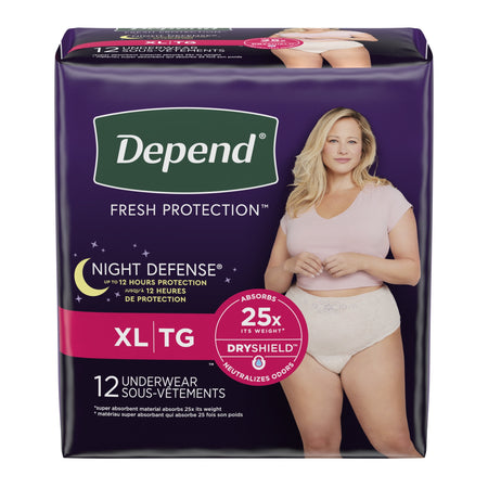 Night Defense Women'S Incontinence & Postpartum Bladder Leak Underwear, XL, 12 Count