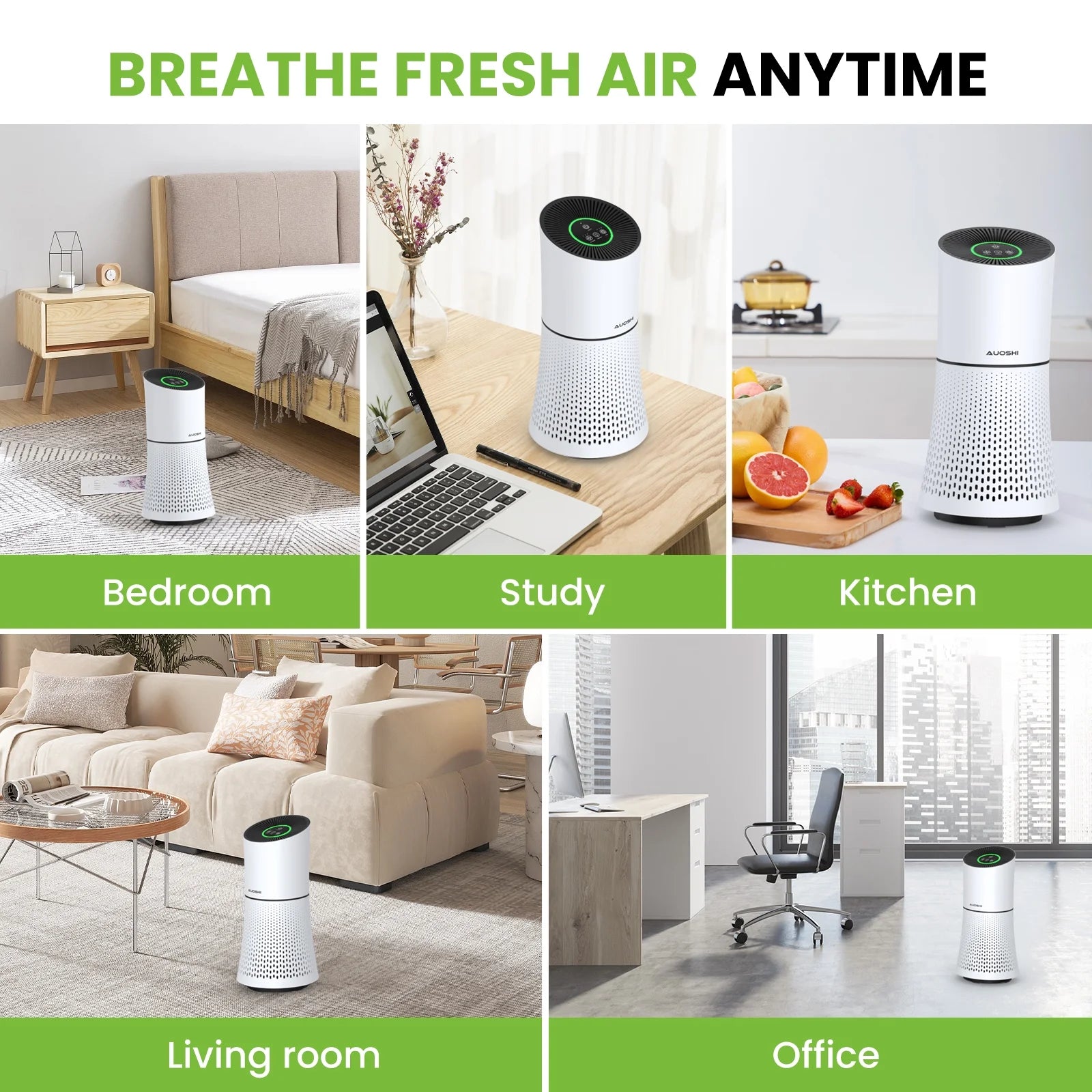 Air Purifiers H13 True HEPA Filter Air Purifier for Home Bedroom Room Ozone Free Air Filtration System Cleaner Odor Eliminators Remove 99.97% Dust Smoke Pollen (White)