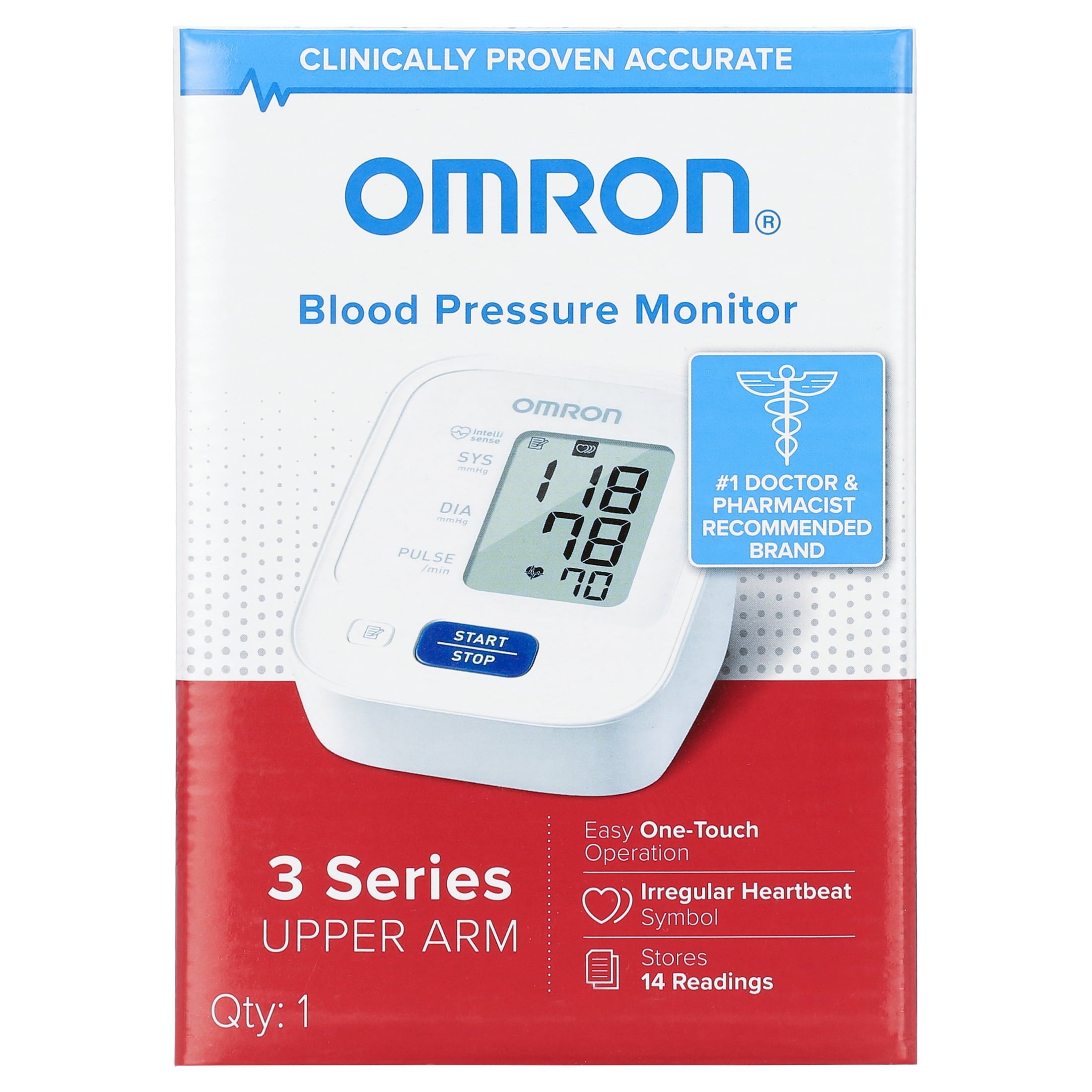 3 Series Blood Pressure Monitor (BP7100), Upper Arm Cuff, Digital Blood Pressure Machine, Stores up to 14 Readings