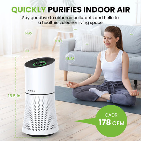 Air Purifiers H13 True HEPA Filter Air Purifier for Home Bedroom Room Ozone Free Air Filtration System Cleaner Odor Eliminators Remove 99.97% Dust Smoke Pollen (White)