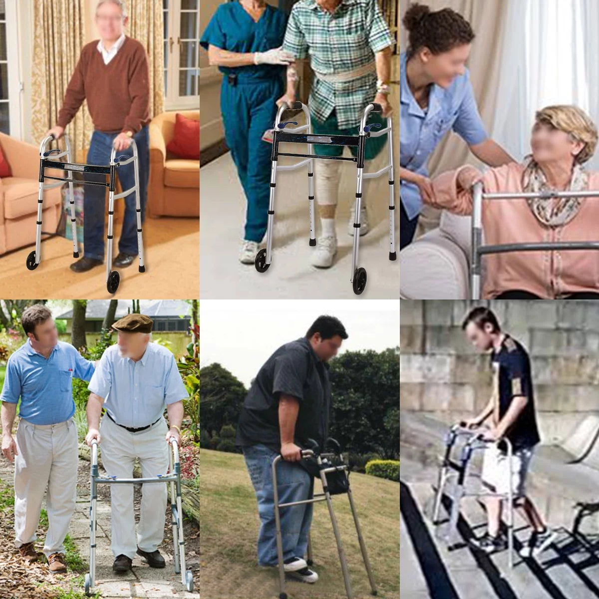 Health Line Massage Products Compact Folding Walker for Seniors, Standard Walker with 5" Wheels and Trigger Release, Mobility Aids Walker Supports up to 350 Lbs (Ski Glides Included)