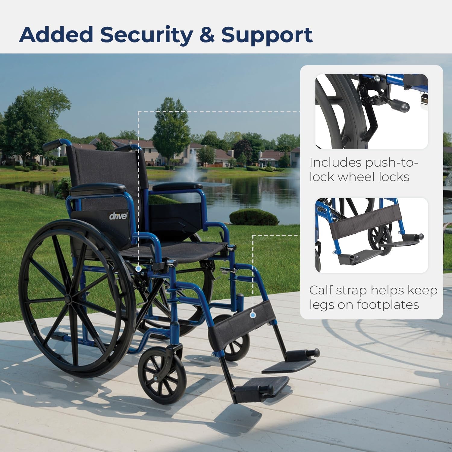 Blue Streak Ultra-Lightweight Wheelchair with Flip-Backs Arms & Swing-Away Footrests