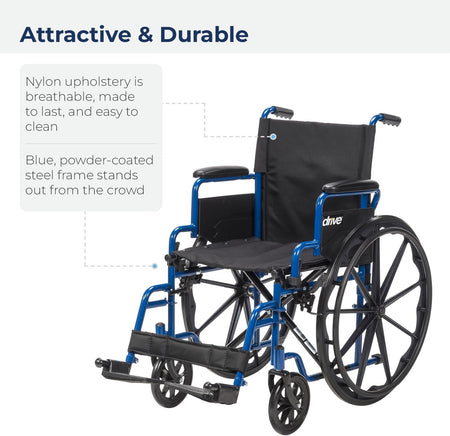 Blue Streak Ultra-Lightweight Wheelchair with Flip-Backs Arms & Swing-Away Footrests