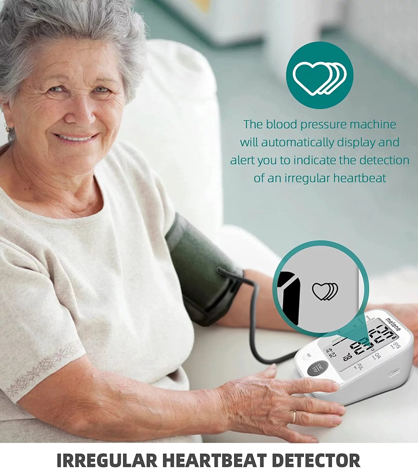 Upper Arm Blood Pressure Monitor with Speaker, 2 Users, 240 Recordings, Large Cuff, Large Display Screen