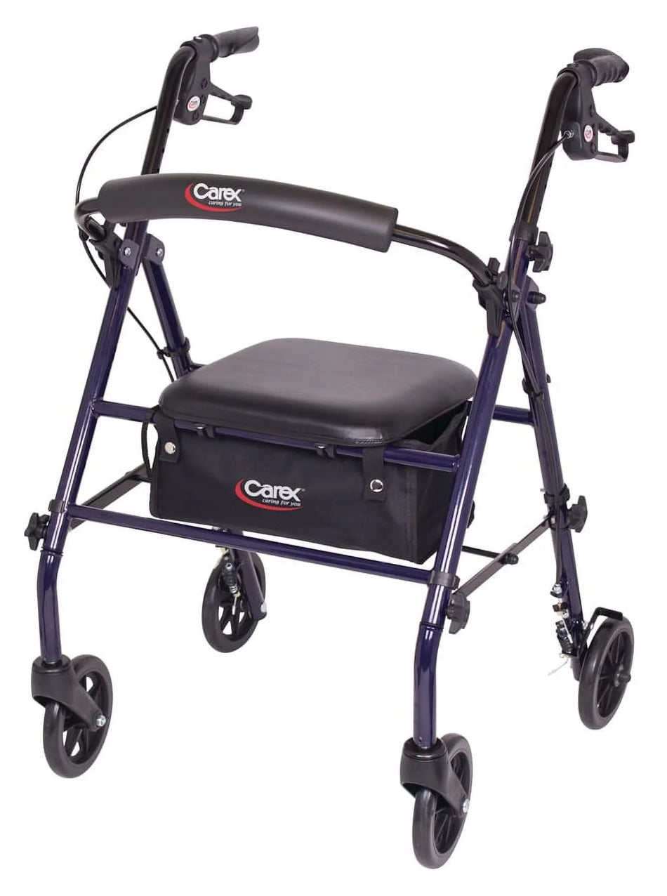 Steel Rollator Walker with Padded Seat, 6" Wheels & Storage Pouch, 350 Lb Weight Capacity