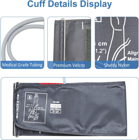 Extra Large Blood Pressure Cuff (9"-24" | 22-60Cm) - XL Replacement BP Cuff for Big Arms, Compatible with Omron BP Monitors, Adult Cuff Only - 6 Connectors