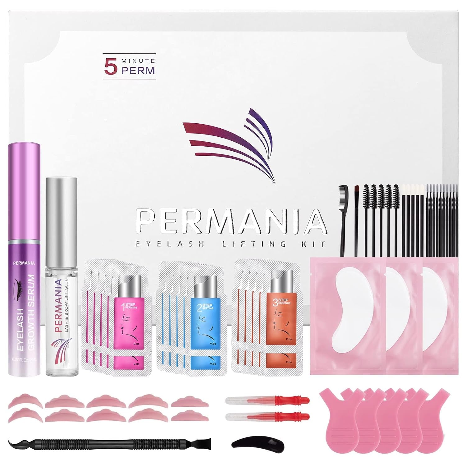 Lash Lift Kit, Lash Perm Kit, Fast Eyelash Lifting 5 Minutes DIY at Home with Strong Glue Disposable Sachet Lash Lifting Kit Last 6 Weeks (30Pcs）