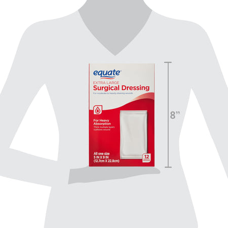 Extra Large Absorbent Surgical Dressing, for Moderate to Heavy Wounds, 12 Count