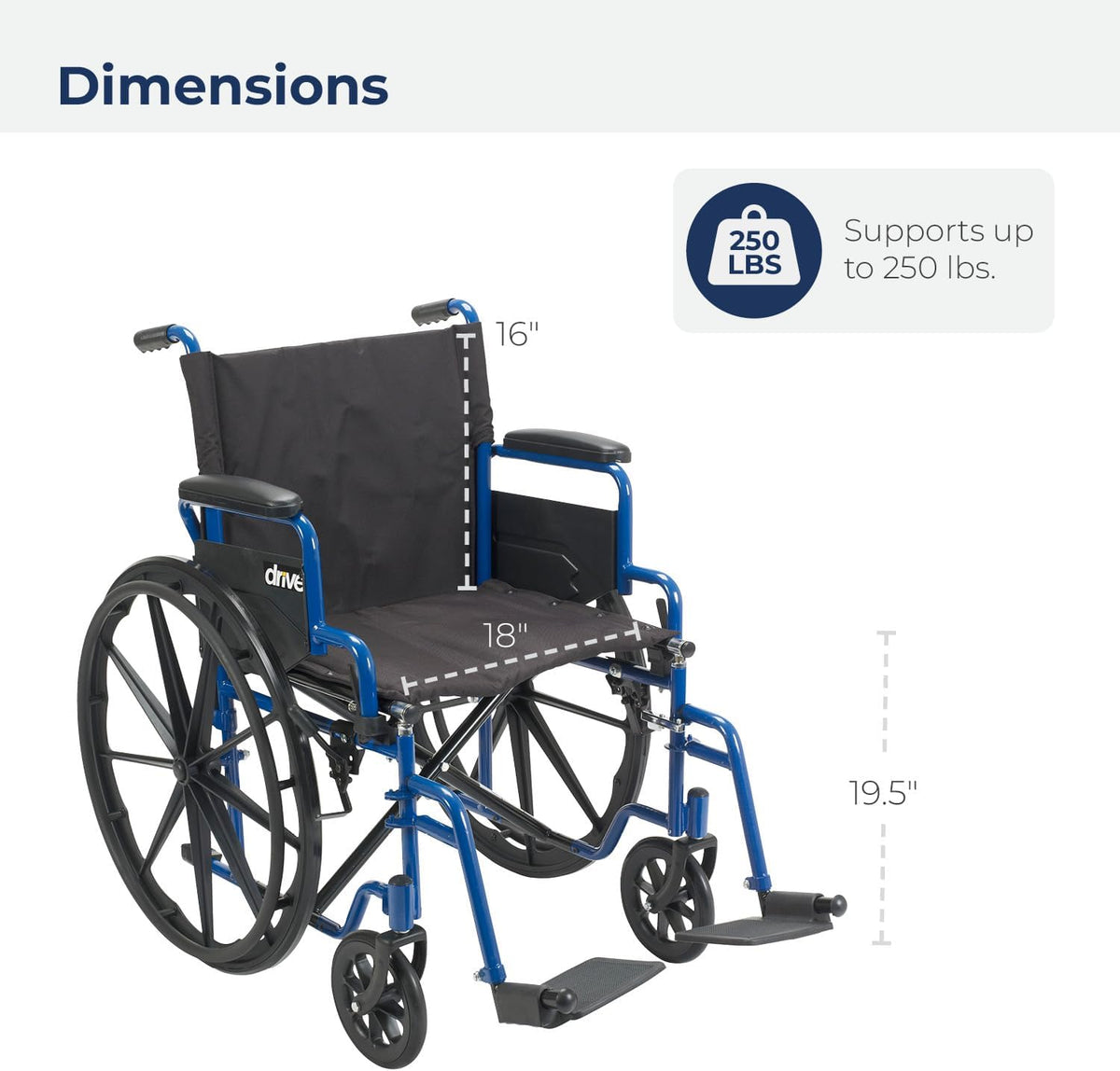 Blue Streak Ultra-Lightweight Wheelchair with Flip-Backs Arms & Swing-Away Footrests