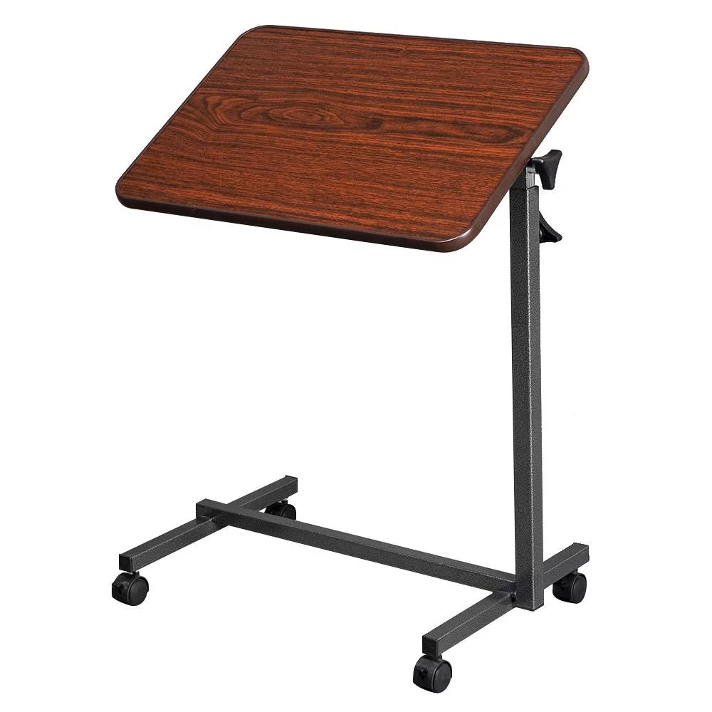 27"-44" Adjustable Height Overbed Table with Wheels for Hospital Home Office Bedside Table