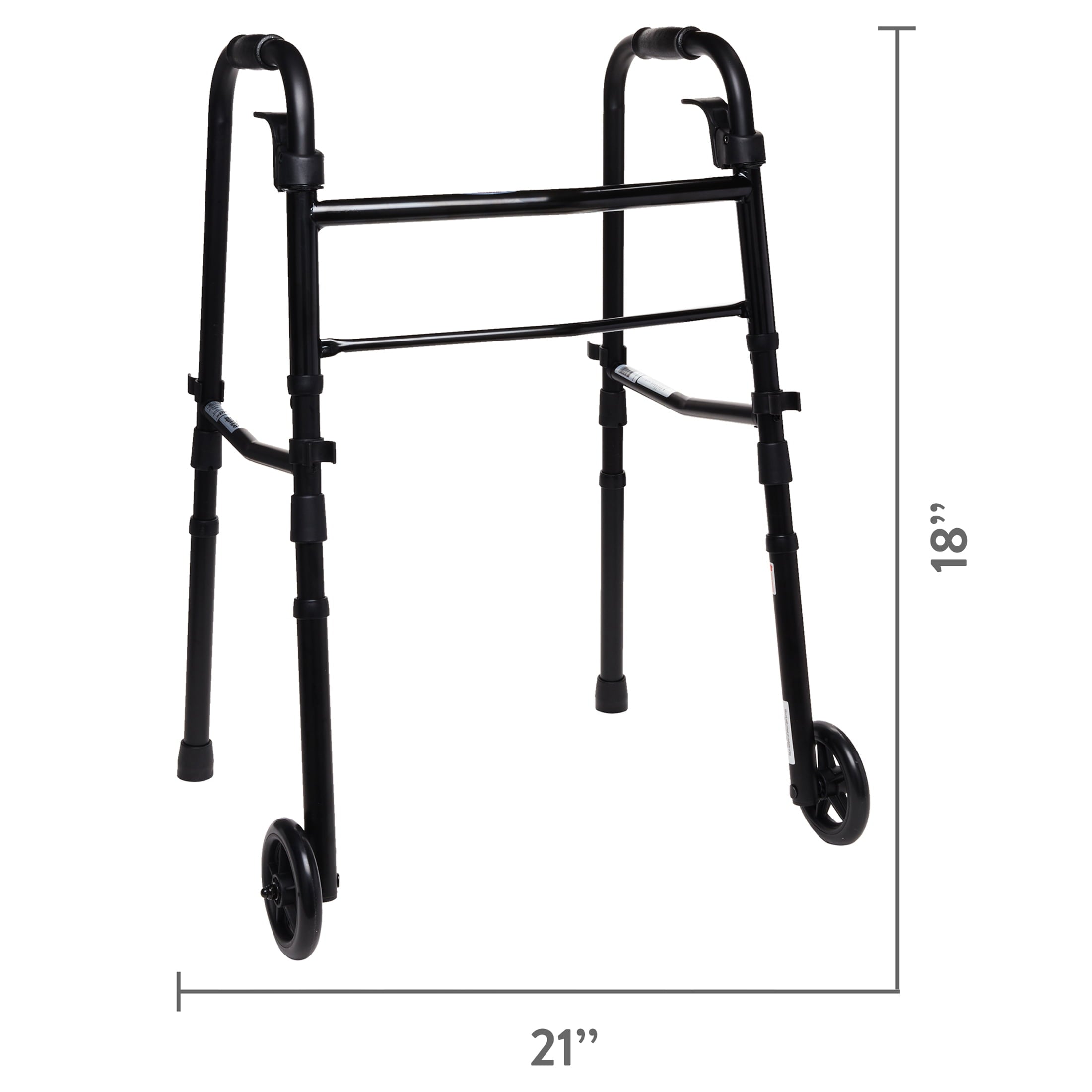 Folding Walker with Wheels, Black