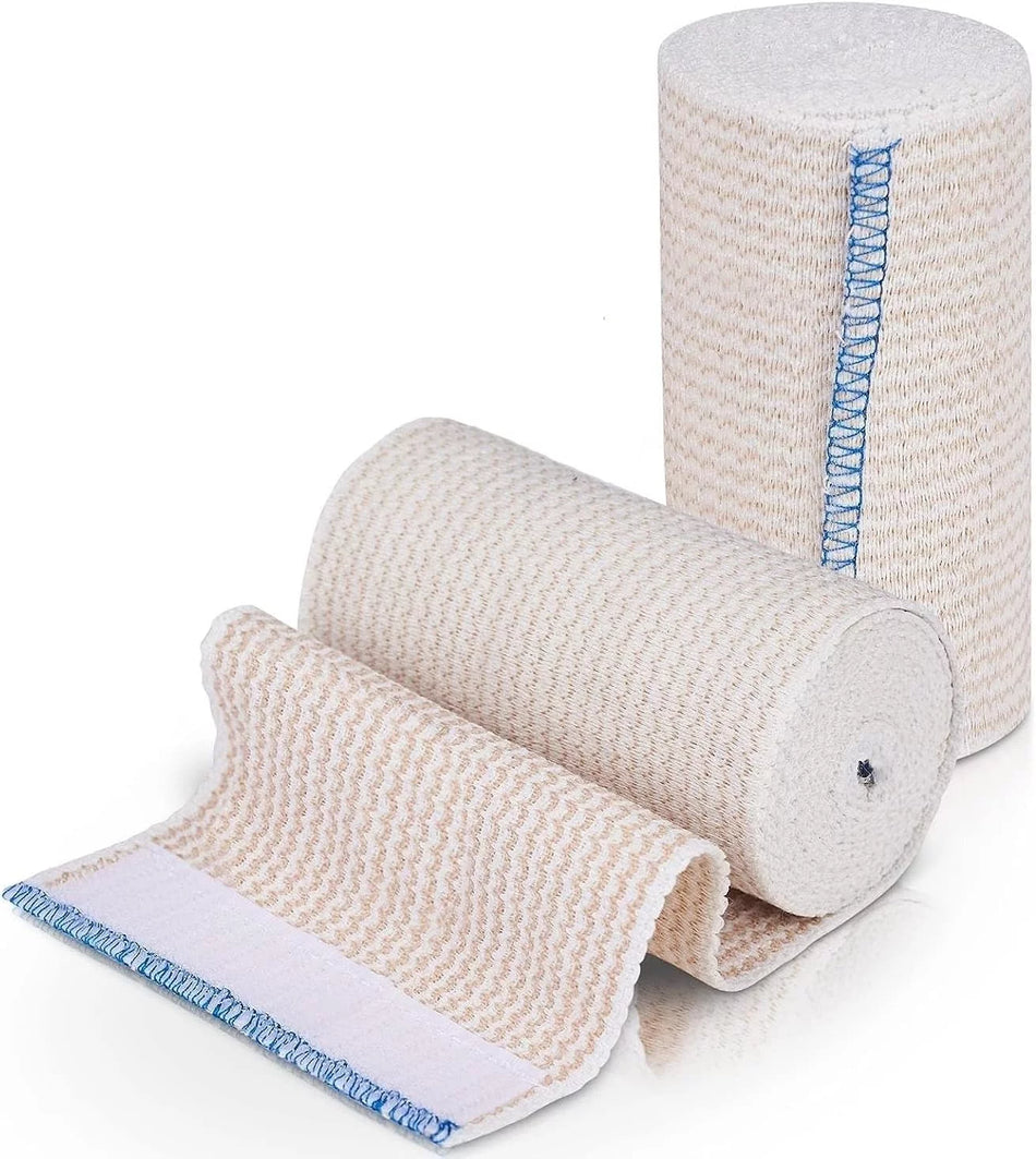 2 Pack Cotton Elastic Bandage | Ace Wrap with Velcro 4 Inch X 15 Feet Hook and Loop Closure | Reusable Compression Bandage