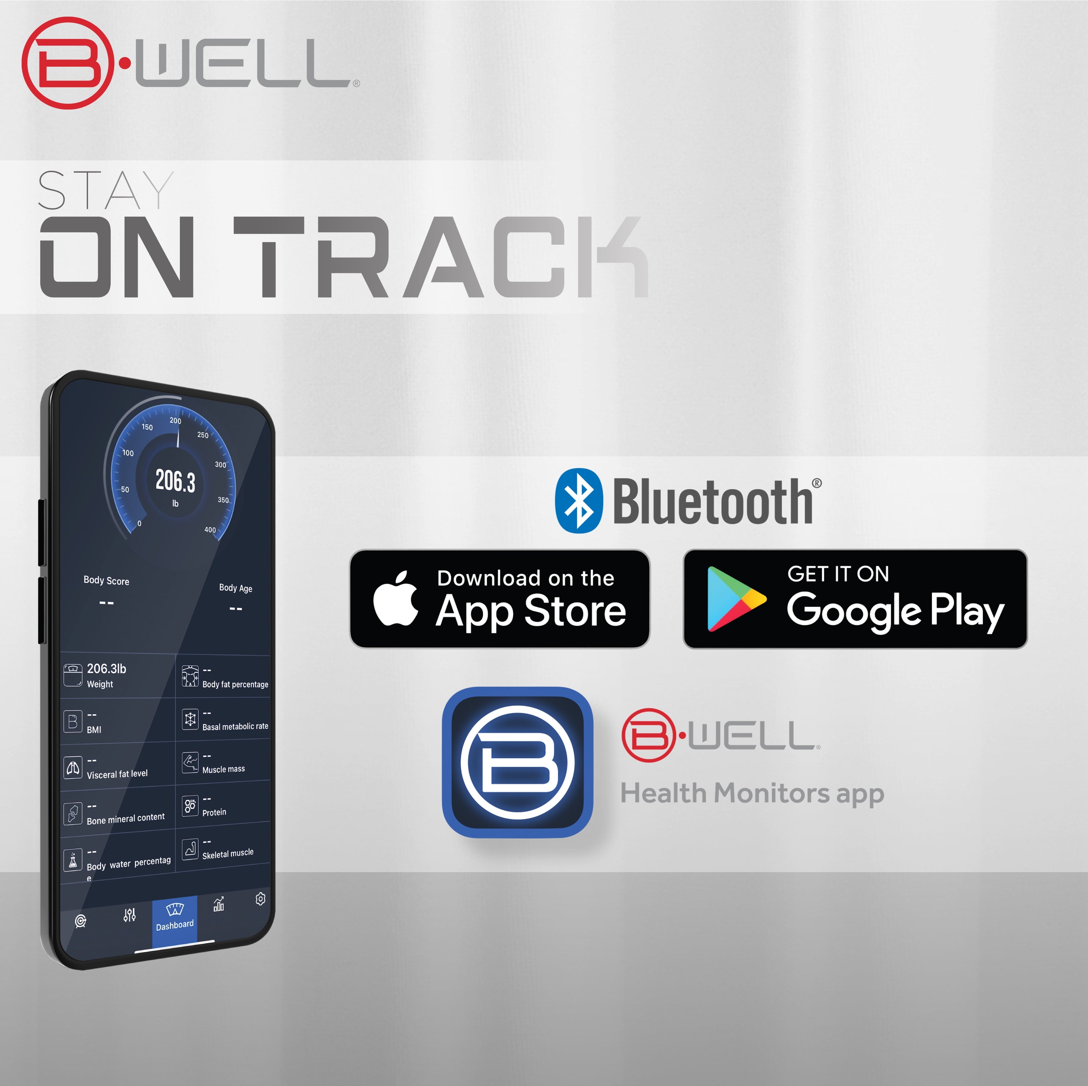 Bluetooth Smart Scale with App – Track Weight, BMI, Body Fat & More