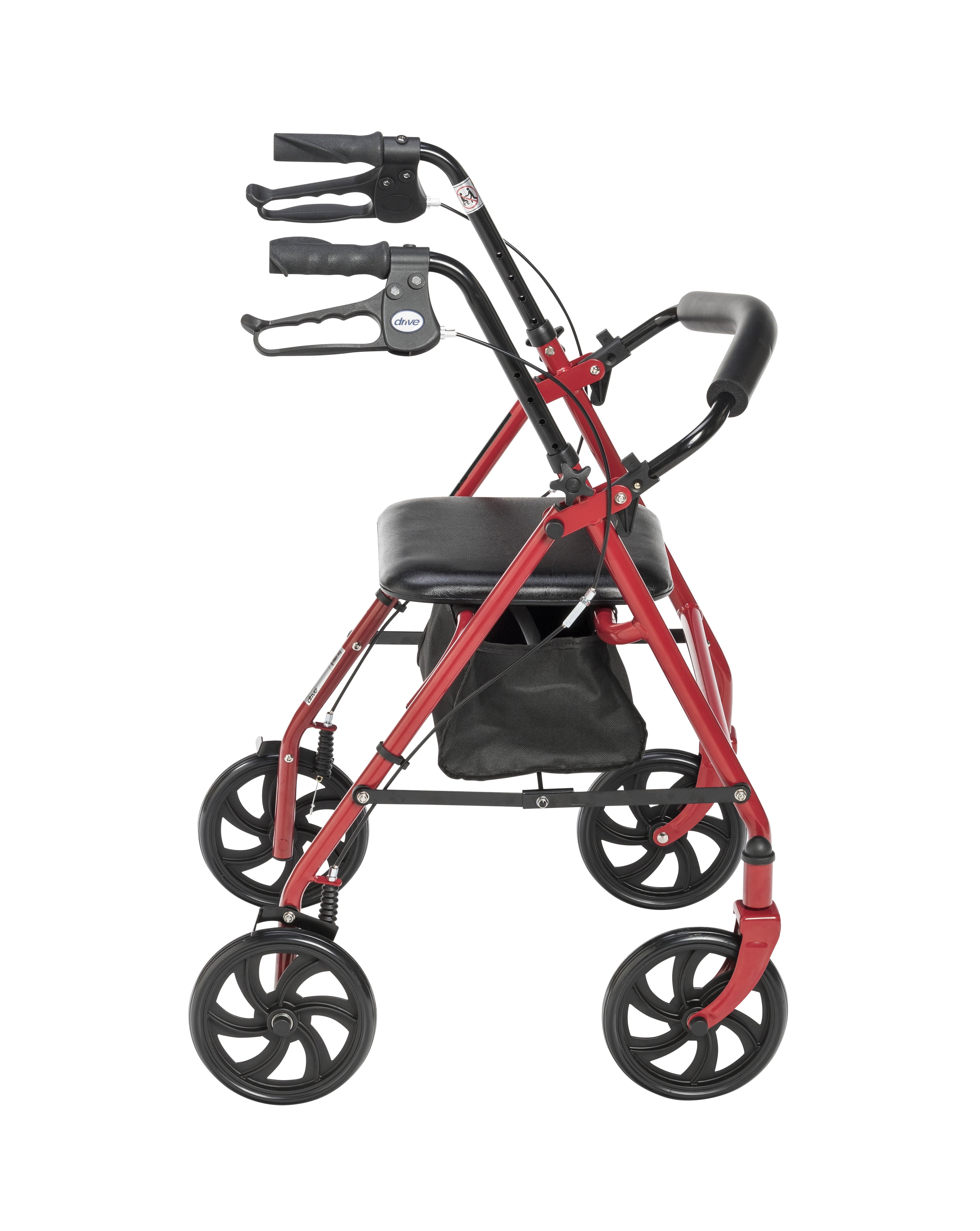 10257RD-1 Durable 4-Wheel Rollator with 7.5" Casters, Red