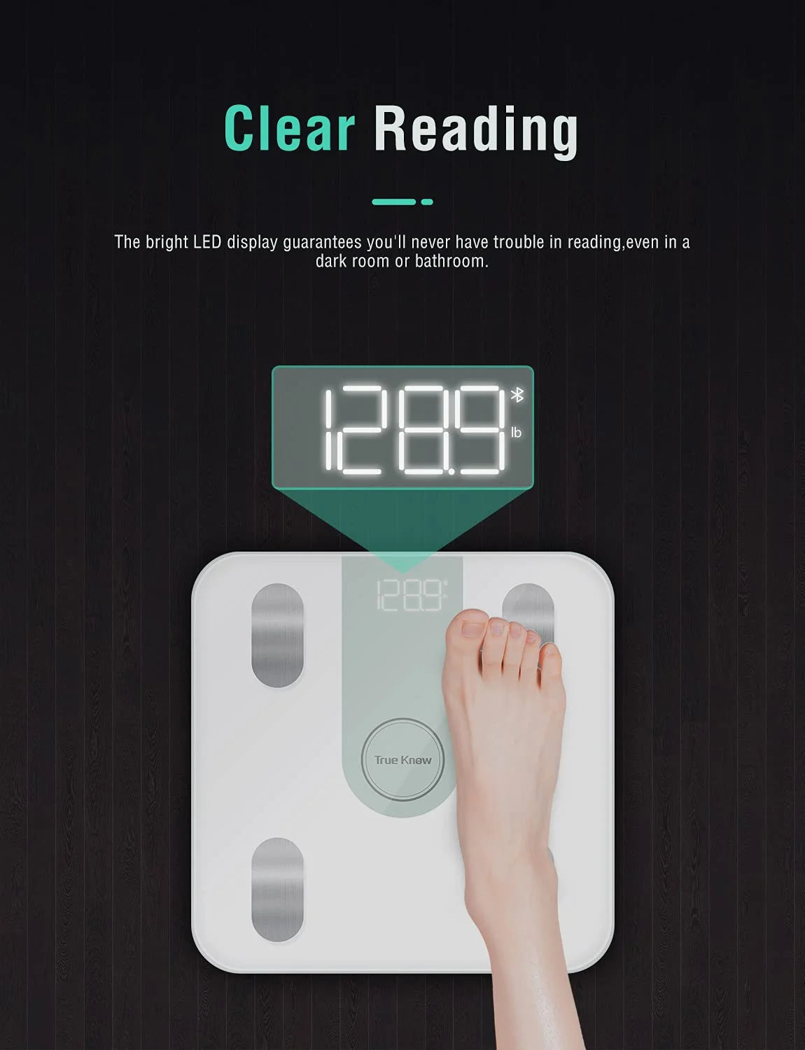 Body Fat Scale Smart BMI Scale, Bluetooth Body Composition Analyzer, 14 Body Data Scales for Body Weight with Backlit LED Display White