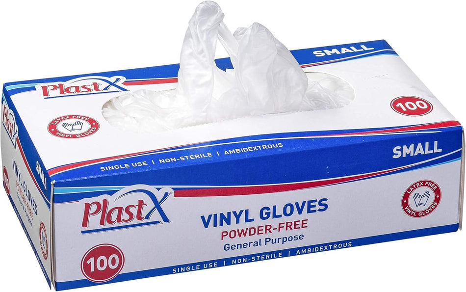 100 Count Vinyl Disposable Gloves Small Cleaning Plastic General Purpose Gloves Latex Free,