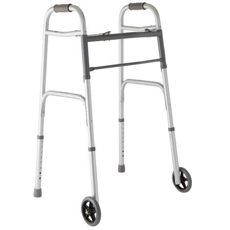 Lightweight Folding Walker with 5” Wheels, Aluminum Frame Supports up to 300 Lbs.