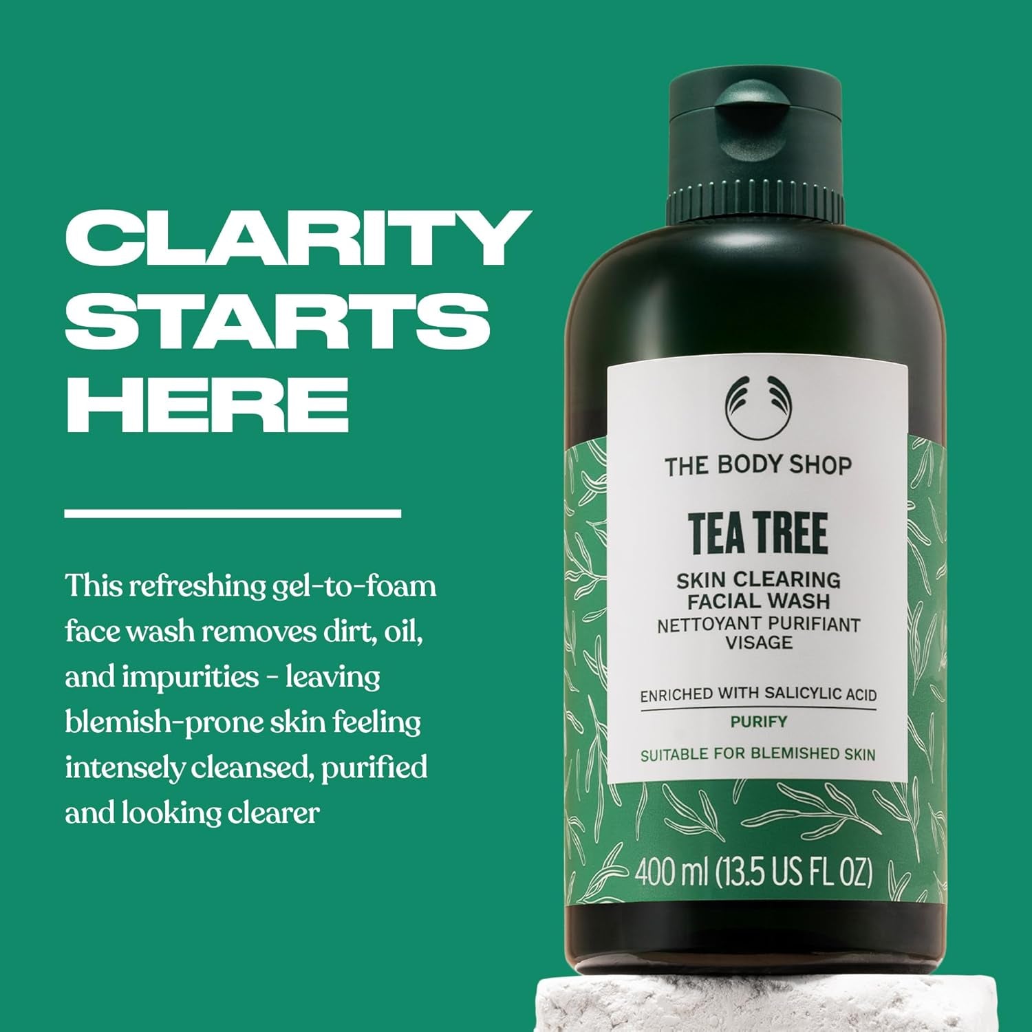 Tea Tree Skin Clearing Facial Wash – Purifying Vegan Face Wash for Oily, Blemished Skin – 8.4 Oz