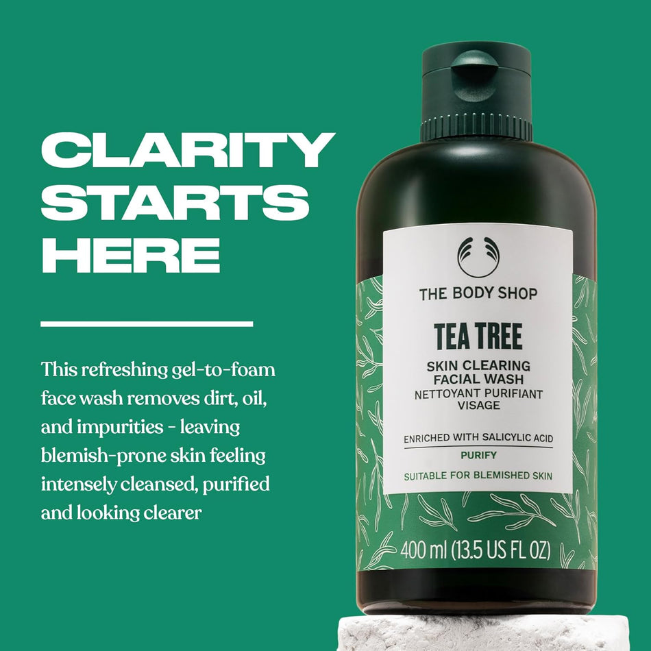 Tea Tree Skin Clearing Facial Wash – Purifying Vegan Face Wash for Oily, Blemished Skin – 8.4 Oz