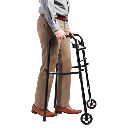 Folding Walker with Wheels, Black