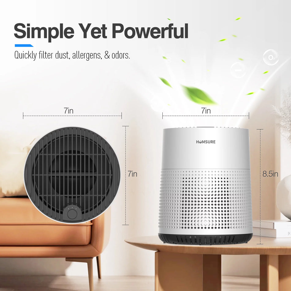 Air Purifier, 300 Sq.Ft Air Purifiers for Bedroom, H13 True HEPA Filter, Remove 99.9% Smoke Dust, White, HKJ-50A